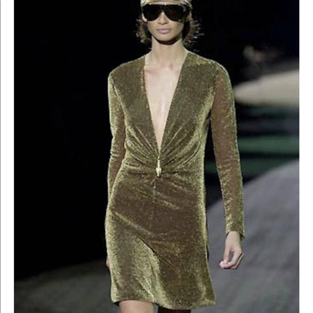 🎞📸RUNWAY METALLIC GOLD GUCCI DRESS